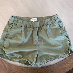 Madewell Green Elastic Waist Shorts front and back pockets Sz S